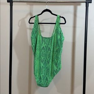 Neon Green Snakeskin Swimsuit